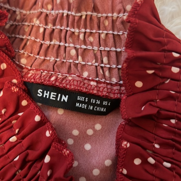 Boho red and white dress size small 4-6 - Picture 4 of 7